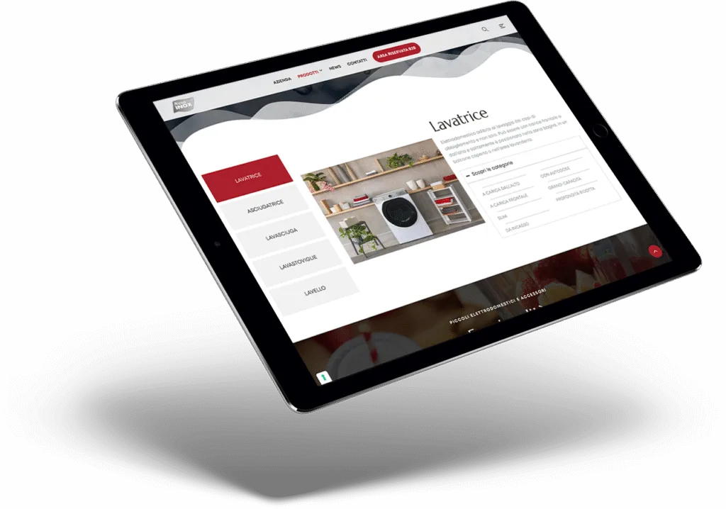 Sezione Prodotti Lavatrice nel tablet